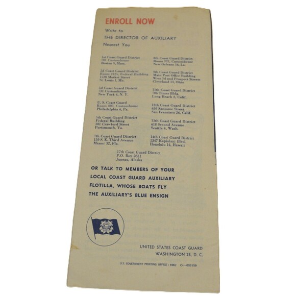 1962 Brochure Ahoy Skipper Coast Guard Auxiliary United States Boating Safety - Picture 2 of 5